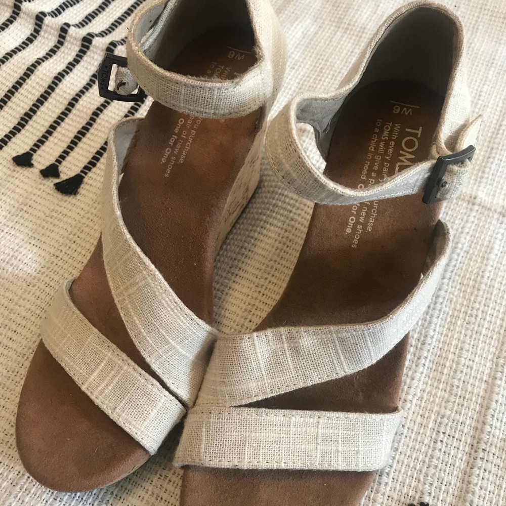 Beige Toms Wedges